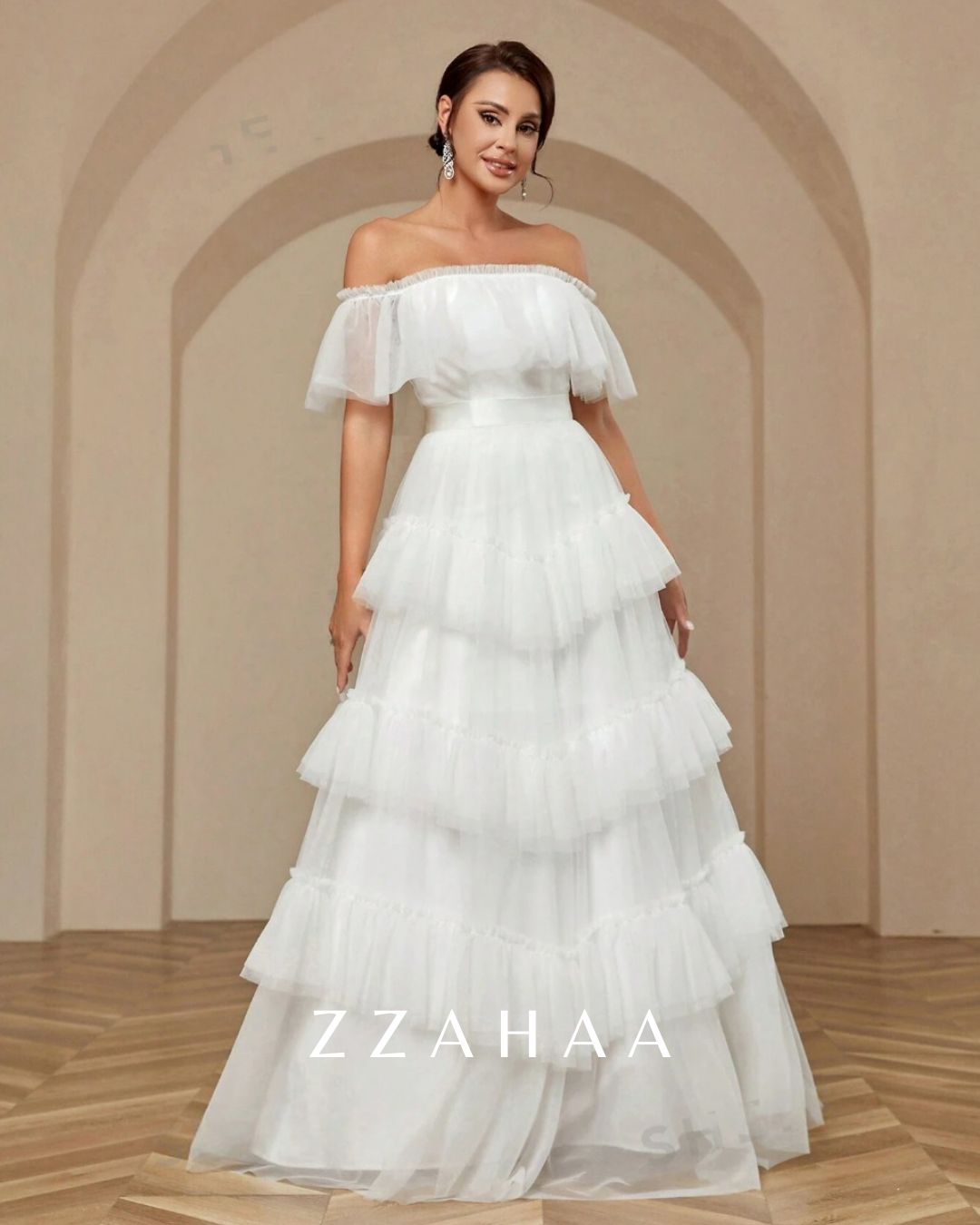 Zzahaa White One-Line Off-Shoulder